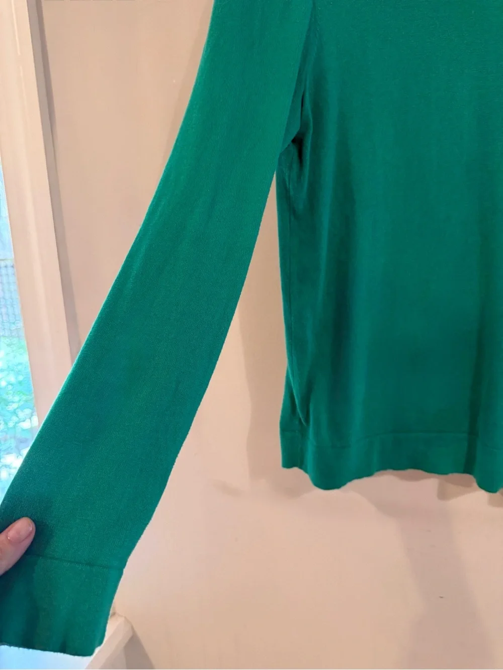 J. Crew Teddie Kelly Green Crew Neck Cotton Sweater, Size Small
